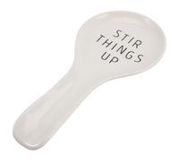 Outanaya Ceramic Spoon Rest for Kitchen and Dining, White Plate Design with Smooth Surface, Sturdy and Sturdy Scoop Holder to Prevent Tableware Getting Dirty, Household Dinner Spoon Holder