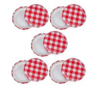 Outanaya Checked Jam Jar Lids 65Mm 10Pcs Iron Replacement Caps for Glass Jars Simple and Elegant Design for Food Preservation and Canning