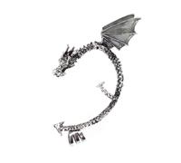 Outanaya Classic Dragon Ear Cartilage Cuff Earrings Clip on Silver Alloy Ear Cuff Wrap with Rubber Backing Tailpiece for Different Occasion Gothic Punk Style