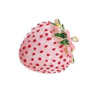 Outanaya Cute Strawberry Brooch Pin for Women Pink Enamel Fruit Lapel Badge Shiny Polished Finish Playful Design Compact Fashion Accessory for Clothing and Bags