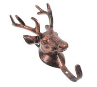 Outanaya Deer Head Wall Hook Brass Vintage Coat Hook Kitchen Hat Holder for Entryway Bedroom with Curved Mounting Rack