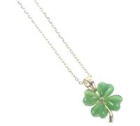 Outanaya Delicate Green Opal Four-leaf Clover Necklace for Women Copper Pendant Charm Jewelry Lucky Handmade Accessory for Friends and Family
