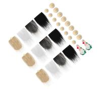 Outanaya DIY Gnome Beard Material Pack 12pcs Pre-cut Simulation Beards with 12 Wooden Beads, Fluffy Faux in White, Black, Khaki, and Dark Gray for Handmade Dwarf Crafts and Gnomes Decor
