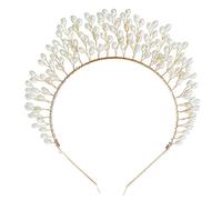 Outanaya Elegant Bridal Tiara Crown Golden Alloy Material for Wedding and Engagement with Chic Design and Easy to Put on Features, Wedding Hair Accessory to Create Instant Stunning