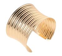 Outanaya Gold Wire Cuff Bracelet Wide Open C Shape Textured Bangle for Women Teens Wrap Wrist Jewelry Chunky Stylish Wrist Wrap for Daily Wear