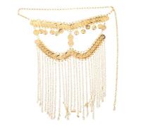 Outanaya Golden Alloy Belly Dancing Face Veil for Women Comfortable Wear Reducing Discomfort Ancient Style Mask Suitable for Stage Performance and Cosplay