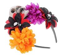 Outanaya Halloween Skull Headband with Realistic Rose Flowers Comfortable Cosplay Hairband for Halloween Parade Party Photo Props Womens Day Dead Accessories
