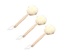 Outanaya Handle Bath Shower Scrubber with Nylon and Wood Materials 3pcs Ergonomic Design Removes Dead Skin for Home Bathroom Use