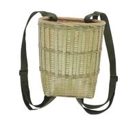 Outanaya Handwoven Bamboo Basket Backpack, Flat Shape, 30x26.5x26.5cm, Spacious Carry Bag for Fishing, Fruit Picking and Picnic Essentials