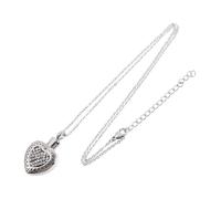 Outanaya Heart Pendant Urn Necklace with White Crystal, Perfume Diffuser Essential Oil Locket, Cremation Jewelry Ashes Keepsake Necklace for Women with Silver Chain