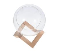 Outanaya Hydroponic Glass Terrarium with Wooden Stand for Succulent Plants 10cm Diameter Round Globe Vase for Desktop Decoration and Propagation Stations