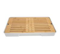 Outanaya Japanese Style Bamboo Tea Ceremony Set with Double Layer Teaware Tray, Practical and Easy to Clean Rectangular Tea Serving Tray for Home Decoration and Entertaining