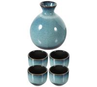 Outanaya Japanese Style Sake Cups and Pot Set Ceramic Household Sake Serving Set with Soft Feel and Low Water Absorption, for Hotels and Tea Houses, Retro Design Color Color