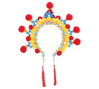Outanaya Lightweight Plush Twisted Hairband with Elegant Pompom Design for Peking Opera Performances and Themed Parties, Chinese Style Lunar New Year Hair Accessories
