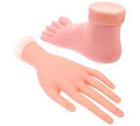 Outanaya Manicure Training Tool 2pcs Left Hand and Foot Model Flexible Bendable Fake Hand Nail Art Practice for Nail Technicians and Students Random Color