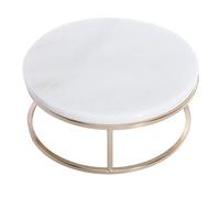 Outanaya Marble Cake Holder Tray with Thick Base, Widened White Metal Stand