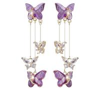 Outanaya Metal Butterfly Earrings Dangle Drop with Sparkling Cubic Zirconia Lightweight Jewelry for Women Prom Wedding Cute Bling Costume Statement Accessory
