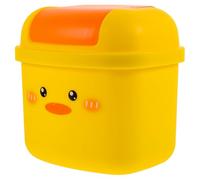 Outanaya Mini Countertop Trash Can Yellow Duck Plastic Small Bin with Lid Desktop Rubbish Container for Office and Bedroom