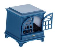 Outanaya Miniature Dollhouse Fireplace Model with Luminous Navy Blue Design, Realistic Simulated Wood Stove, Mini House Furniture Decoration for Christmas and Home Display