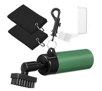 Outanaya Multi-functional Golf Club Cleaner Brush with Sturdy Plastic Handle Deep Cleaning Bristles for Grooves Includes Handheld Squeeze Water Bottle and Two Black Towels for Clubs Shoes
