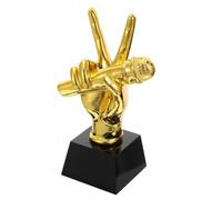 Outanaya Music Microphone Ornament Singing Competition Award Trophy with Unique Microphone Shape Resin Material Golden Color for Music Enthusiasts and Public Speakers Corporate Ceremonies