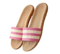 Outanaya Non-slip Lightweight Summer Couple Slippers for Indoor Home Use Breathable Flat-sole Cotton Linen Shoes for Men and Women Easy Wear and Sweat-absorbent Idea