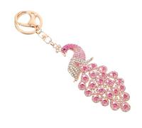 Outanaya Peacock-shaped Rhinestone Keychain in Purple Alloy with Easy to Carry and Use Features, Festive Look Lovely Decoration for Schoolbags, Handbags, and Car Key Chains