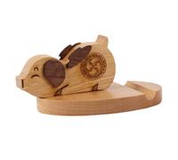 Outanaya Pig Shaped Desktop Wooden Phone Support Holder Mobile Display Stand Creative Adorable Phone and Tablet Bracket Free Your Hands Office Car Use