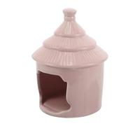 Outanaya Pink Ceramic Hamster Cave Hideout with Palacestyle Multilayer Conical Roof, Waterproof Small Animal House Providing A Private Safe Haven for Gerbil and Hedgehog in Cage Or Small