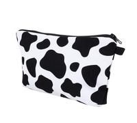 Outanaya Portable Cow Pattern Toiletry Bag Made of Sturdy Polyester, Simple and Elegant Design Makeup Storage Pouch with Large Capacity for Women Suitable for Business Travel and Home Use