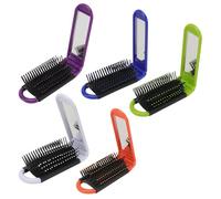 Outanaya Portable Folding Hair Comb Pocket Comb 5pcs with Mirror High Temperature Resistant Anti-static Pp Material for Travel Outdoor Use