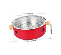 Outanaya Portable Outdoor Charcoal Grill with Lifter Iron Tabletop Bbq Stove for Camping Family Gatherings Grilling Meat Boiling Tea Red Stove with Cooking Grates