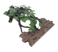 Outanaya Resin Reptile Terrarium Corner Branch with Rock, Suction Cup Climbing Ornament for Lizard and Snake Habitat, Amphibian Tank Decoration, Multidimensional Tree Root Design
