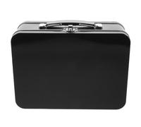 Outanaya Retro Metal Lunch Box Tin Handle and Hinged Lid, 205x150x75mm Portable Food Storage Container for Snacks and Keepsakes, Small Black Tinplate Lunch Pail for Travel and