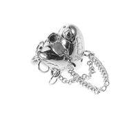 Outanaya Silver Adjustable Broken Heart Chain Design Copper Finger Ring Statement Piece Chic Novel Jewellery for Women Suitable for Party Costumes and Other Occasions