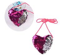 Outanaya Silver Sequin Heart-Shaped Crossbody Bag Mini Pu Leather Coin Purse for Kids with Strong Construction and Maximum Endurance, for Shopping and Everyday Use