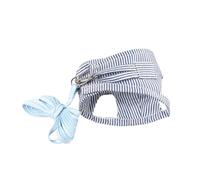 Outanaya Small Pet Harness Leash for Chihuahua and Squirrel, Blue Cotton Chest Strap with Stripe Design, Comfortable and Easy to Carry for Outdoor Walking