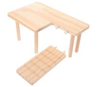 Outanaya Solid Wood Hamster Platform with Steps for Small Animals, Comfortable Play Area and Hideout, for Pet Housing Setup and Cages, Natural Wooden Climbing Exercise