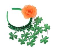 Outanaya St Patrick Shamrock Headband with Glitter Green and Orange Rose Hair Accessory for Holiday Parties Irish Festival Celebration Comfortable Design
