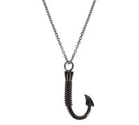 Outanaya Stainless Steel Urn Necklace Fishhook Cremation Jewelry for Women Ashes Pendant with Black Cross Chain Memorial Keepsake