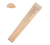 Outanaya Vintage Spanish Wooden Folding Hand Fan Blue Double-sided Floral Pattern Handheld Fan for Music Festival Party Dance Performance