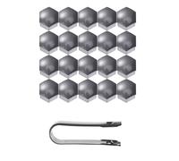 Outanaya Wheel Lug Nut Covers Screw Cover Caps 21 in 1 17mm Hexagonal Plastic Bolt Protector Caps with Clip Tool, Easy to Fit Decorative Grey for Car Wheel Bolts