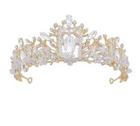 Outanaya White Rhinestone Bridal Tiara Headband for Brides and Bridesmaids, Easy to Put on Wedding Crown Made of Zinc Alloy and Crystal, Stylish Glittering Hair Accessory for Wedding