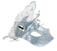 Outanaya Women Masquerade Masks Half Face Wing Pattern Blue Metal Plastic Photography Prop for Cosplay Dress up Theme Parties and Christmas