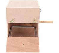 Outanaya Wood Bird Box Parakeet Accessory Khaki Easy to Open and Close Safe Hideaway Garden Nesting House for Parrots and Small Birds
