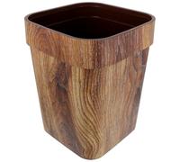 Outanaya Wood Grain Square Waste Bucket 13 Gallon Plastic Garbage Can 30.5cm Height 24cm Width Bathroom Trash Bin for Home and Office