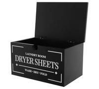 Outanaya Wooden Dryer Sheet Container Box with Lid for Laundry Room Organization Black Fabric Sheet Holder with Sleek Minimalist Design Resisting Deformation
