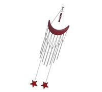 Outanaya Wooden Moon-shaped Wind Chime Hanging Ornament for Outdoor Garden Balcony Decorative Bell with Aluminum Tubes Hang Musical Pendant for Home Patio and Porch