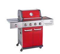 Outback Jupiter - 4 Burner Gas Hybrid BBQ Grill with Side Burner - Red