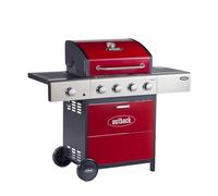 Outback Jupiter Hybrid - 4 Burner Gas & Charcoal BBQ Grill with Chopping Board - Red